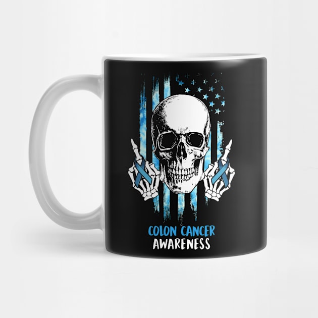 Colon Cancer Awareness Skull Halloween Costume Gifts by AKIFOJWsk